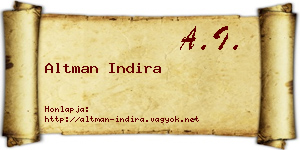Altman Indira névjegykártya